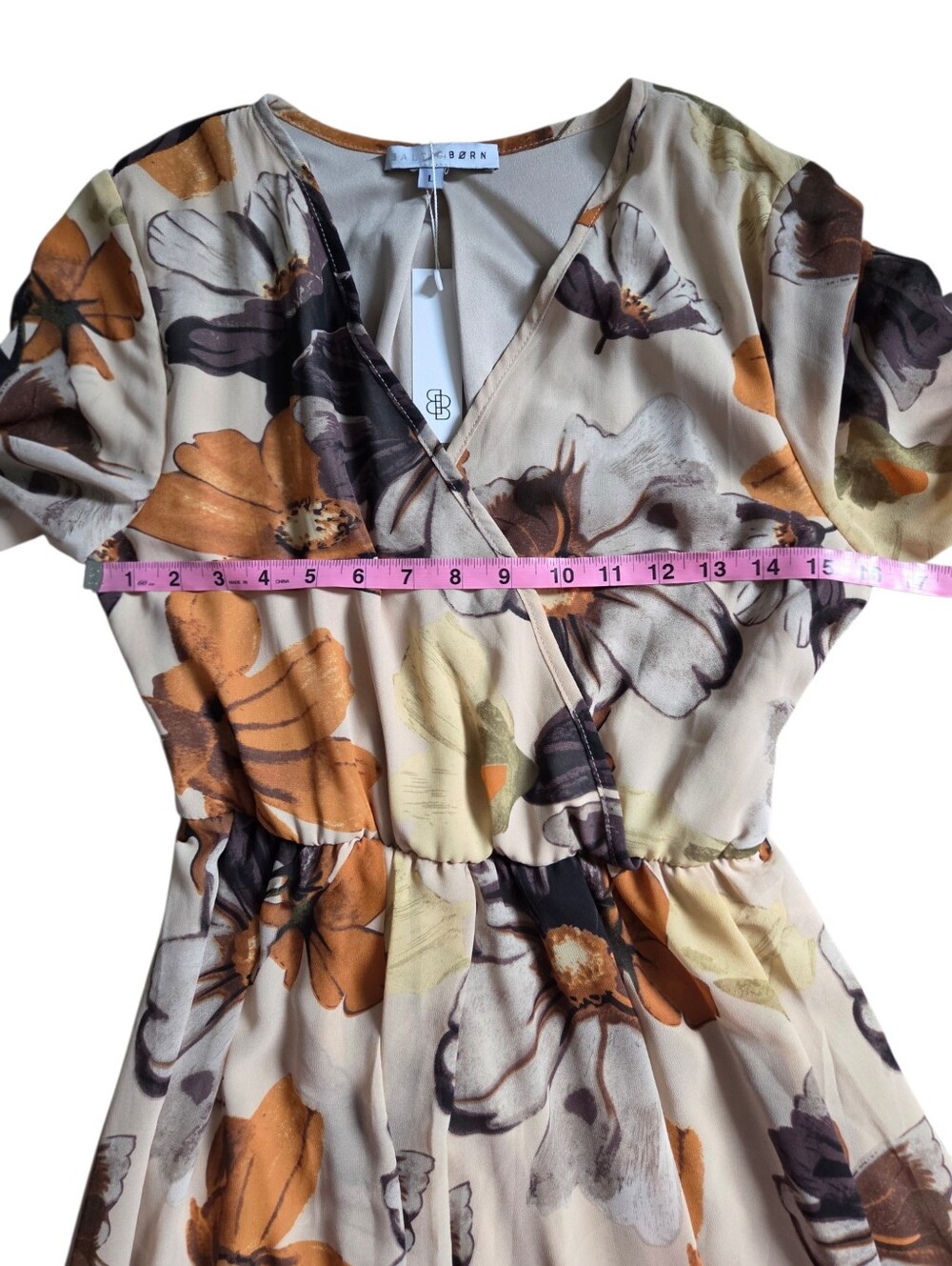 Baltic Born Lydia Maxi Dress Camel Floral Long Sleeve Chiffon New Women's Large - Picture 5 of 7
